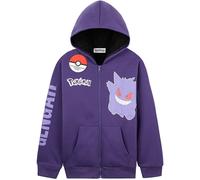 Pokemon Kapuzenpullover für Jungen 7-14 Jahre, Sherpa Fleece Hoodie mit Reißverschluss, Anime Geschenke für Kinder (13-14 Jahre, Lila Gengar)