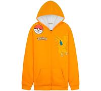 Pokemon Kapuzenpullover für Jungen 7-14 Jahre, Sherpa Fleece Hoodie mit Reißverschluss, Anime Geschenke für Kinder (7-8 Jahre, Orange Charizard)