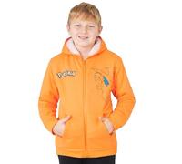 Pokemon Kapuzenpullover für Jungen 7-14 Jahre, Sherpa Fleece Hoodie mit Reißverschluss, Anime Geschenke für Kinder (13-14 Jahre, Orange Charizard)
