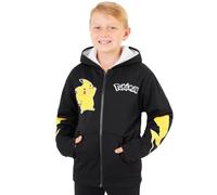 Pokemon Kapuzenpullover für Jungen 7-14 Jahre, Sherpa Fleece Hoodie mit Reißverschluss, Anime Geschenke für Kinder (9-10 Jahre, Schwarz Pikachu)