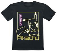 Pokémon Pokemon - Pikachu Neon (Kids) Jungen Kinder T-Shirt Black-5-6 Jahre