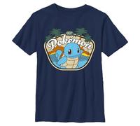 Pokemon Kinder Aquatic Squirtle Jungen-T-Shirt, kurzärmelig, Marineblau, Klein