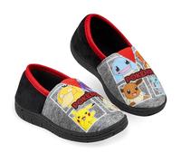 Pokemon Kinder Hausschuhe - Pikachu Jungen, Anti-Rutsch, Schwarz/Rot, 29 EU