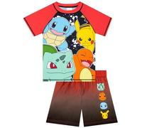 Pokemon Kinderbadehose Und Badeanzug Jungen, Stylischer Schwimmanzug Kinder 2-Teilig Mit Pikachu, Glumanda, Rot 134