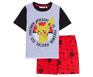 Pokemon Kurzer Pyjama für Kinder Mädchen Jungen Pikachu Shortie Pjs Set Sommer Nachtwäsche T-Shirt + Shorts