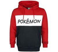 Pokémon Logo Herren Sweatshirt mit Kapuze Rot/Schwarz/Weiß Regular, Rot/Schwarz/Weiß, L