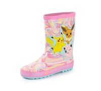 Pokemon Mädchen Gummistiefel | Kinder-Gummistiefel mit Pikachu-, Evoli- und Jigglypuff-Charakteraufdruck in Rosa | Wasserabweisende Gummistiefel für Kinder mit Marmoreffekt