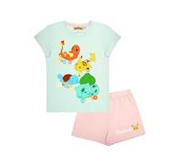 Pokemon Mädchen Pyjama kurzer Schlafanzug Pikachu (DE/NL/SE/PL, Numerisch, 128, Regular, Hellblau)
