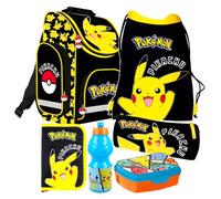 Pokemon Pikachu 6 Teile Set Tornister Ranzen Schulranzen Federmappe Federtasche Tasche Lunchbox mit Sticker-von-Kids4shop Schulrucksack