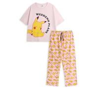 Pokémon Pikachu Damen-Pyjama-Set mit kurzen Ärmeln und Langen Beinen in Rosa | Wochenendpläne grafische Loungewear