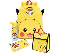 Pokemon Pikachu Rucksack Set Kinder 4 Stück Lunchbox Wasserflasche Set Gelb