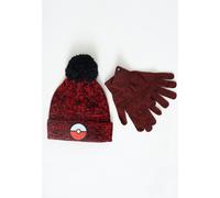 Pokémon - Pokéball Beanie + Gloves - Geschenk Set - Weinrot - Onesize - 100% Polyacryl Weinrot Onesize