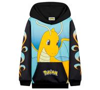 Pokemon Pullover Jungen Hoodie, Pikachu Kapuzenpullover für Mädchen, Langarm mit Kängurutasche, Geschenke für Kinder Teenager (9-10 Jahre, Schwarz/Blau Dragonite)