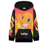 Pokemon Pullover Jungen Hoodie, Pikachu Kapuzenpullover für Mädchen, Langarm mit Kängurutasche, Geschenke für Kinder Teenager (7-8 Jahre, Schwarz/Rot Charmander)