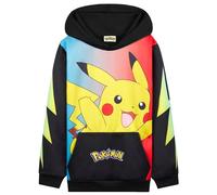 Pokemon Pullover Jungen Hoodie, Pikachu Kapuzenpullover für Mädchen, Langarm mit Kängurutasche, Geschenke für Kinder Teenager (11-12 Jahre, Schwarz/Mehrfarbig Pikachu)