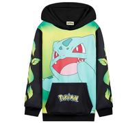 Pokemon Pullover Jungen Hoodie, Pikachu Kapuzenpullover für Mädchen, Langarm mit Kängurutasche, Geschenke für Kinder Teenager (7-8 Jahre, Schwarz/Gelb Bulbasaur)