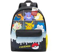 Pokemon Rucksack Kinder Teenager Lässig Schulranzen Pikachu Pokeball Kinderrucksack für Schule Sport Kita Reise Freizeit Anime Geschenk (Schwarz Gitter)