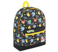 Pokemon Rucksack Kinder Teenager Lässig Schulranzen Pikachu Pokeball Kinderrucksack für Schule Sport Kita Reise Freizeit Anime Geschenk (Schwarz AOP)