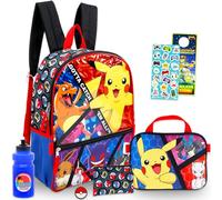 Pokemon Rucksack mit Lunchbox für Jungen - Paket mit 40,6 cm Rucksack, Lunchtasche, Wasserflasche, Federmäppchen, mehr | Pokemon Schultasche für Kinder