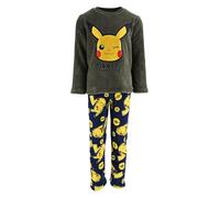 Pokemon Schlafanzug Jungen, 2-Teiliges Set aus T-Shirt und Langer Hose, Pikachu Design Weicher Fleece-Pyjama, Größe 6 Jahre | Grün