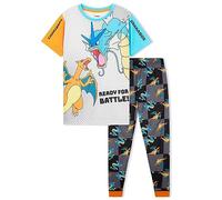 Pokemon Schlafanzug Jungen Pyjama Kinder 4-14 Jahre Sommer Winter Nachtwäsche Oberteil Kurz Pyjamahose Lang (Grau/Schwarz, 5-6 Jahre)