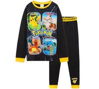 Pokemon Schlafanzug Kinder Jungen Teenager Pyjama Set Weiche Loungewear Atmungaktiv Pikachu Schlafanzüge Geschenke für Jungs (13-14 Jahre, Gelb/Schwarz)
