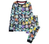 Pokemon Schlafanzug Kinder Jungen Teenager Pyjama Set Weiche Loungewear Atmungaktiv Pikachu Schlafanzüge Geschenke für Jungs (7-8 Jahre, Schwarz AOP)