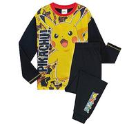 Pokemon Schlafanzug Kinder Pikachu Pyjama Jungen und Mädchen (Schwarz/Gelb, 11-12 Jahre)