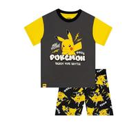 Pokemon Schlafanzug Kurz | Pikachu Schlafanzug Jungen | Pikachu Schlafanzüge für Jungen | Schwarz 134