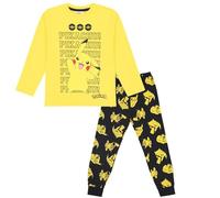 Pokemon Schlafanzug Pyjama Langarm Pikachu Junge und Mädchen Unisex (DE/NL/SE/PL, Numerisch, 128, Regular, Gelb)