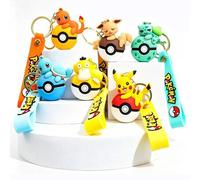 Pokémon Schlüsselanhänger, 3D Anime Charakter Anhänger mit Pokéball, süßer Cartoon Rucksack Anhänger, Taschen Dekoration, Auto Schlüsselkette, Heimdek