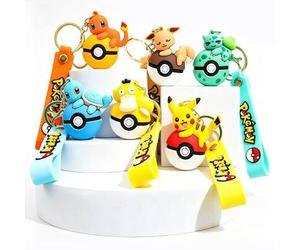 Pokémon Schlüsselanhänger, 3D Anime Figuren Anhänger mit Pokéball, süßer Cartoon Rucksack Anhänger, Taschendekoration, Auto Schlüsselanhänger, Heimdek
