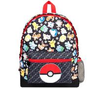 Pokémon Schulrucksack für Jungen und Mädchen, Reiserucksack mit 2 Fächern für Kinder, verstellbare Schultergurte und Netztasche, Schwarz