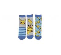 Pokémon Socken 3er Pack für Kinder mit Verschiedenen Motiven Blau 23/26