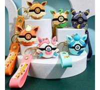 Pokémon süßer 3D Evoli Pokéball Schlüsselanhänger, süßes neutrales Anime Rucksack Accessoire und Taschen Dekoration, ideales Geburtstags- und Feiertag