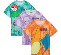 Pokemon T Shirt Jungen 1er Pack oder 3er Pack Pikachu Tshirt Kinder Teenager Kurzarm Geschenke für Jungs und Mädchen (5-6 Jahre, Mehrfarbig, 3)