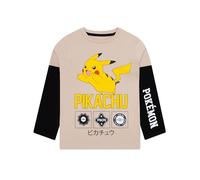 Pokemon Tshirt Kinder, Pikachu Langarm T-Shirt Kinder, Jungen Tshirt Aus Baumwolle, Cooles T Shirt Jungen, Beige 140