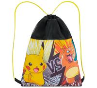 Pokemon Turnbeutel Jungen Pikachu Rucksack Kordelzug Schwimmtasche Kinder Gym Bag Sportbeutel für Schule Reisen (Schwarz/Gelb)