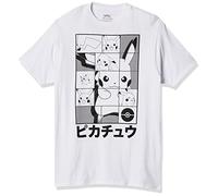 Pokémon Uni-Erwachsene Pikachu Japanese Puzzle Power T-Shirt, Weiss/opulenter Garten, Mittel