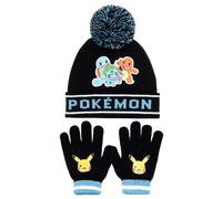 Pokemon - Winter Warm & Comfy Beanie Hut & Handschuhe Set für Jungen - Pikachu Design - Perfekt für Jungen von 6 - 12 Jahren, blau, Einheitsgröße