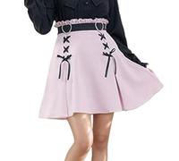 Pokn Jirai Kei Lolita Fashion Y2K Cutecore Kawaii Mini Short Goth Hohe Taille Rüschen A-Linie Rock, Pink, X-Groß