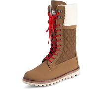 Polar Damen Kunstpelz Warm Thermal Wasserdicht Draussen Gehen Schnee Winter Gummisohle Wadenstiefel - Tan/Beige Lammfell - UK7/EU40 - YC0601