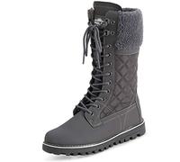 Polar Damen Kunstpelz Warm Thermal Wasserdicht Draussen Gehen Schnee Winter Gummisohle Wadenstiefel - Grau/Grau Lammfell - UK3/EU36 - YC0602