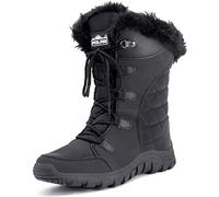 Polar Damen Quilted Schnüren Schwarz Im Freien Pelz Gefüttert Cuff Schnee Regen Ente Stiefel - Schwarz - BLK36 AYC0129