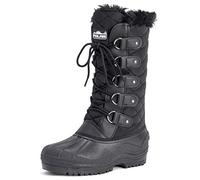 Polar Damen Tall Gesteppt Pelz Gefüttert Schnee Taktisch Berg Wasserdicht Knie hoch Gehen Stiefel - Schwarz - UK8/EU41 - YC0356