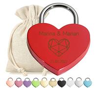 polar-effekt Herz Liebes-Schloss Bügelschloss personalisierte Gravur Rot - Motiv Polygon Herz - Geschenkbeutel - mit Schlüssel - Jahrestag, Verlobung - Sie & Ihn - Paar, Ehepaar - Present, Love
