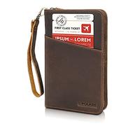 Polare Reisepasshülle aus Vollnarbenleder, für Damen und Herren, RFID-blockierend, für 6 Reisepässe, Dunkelbraun, S, Retro