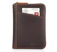 Polare Reisepasshülle aus Vollnarbenleder, RFID-blockierend, Reisedokumenten-Organizer, Halter für 2 Reisepässe, Dunkelbraun, Retro