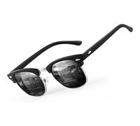 Polarisierte Halbrahmen-Sonnenbrille Herren Damen UV400 Schwarz retro