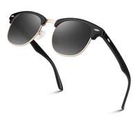 Polarisierte Retro Sonnenbrille Halbrahmen UV400 Herren Damen Schwarz